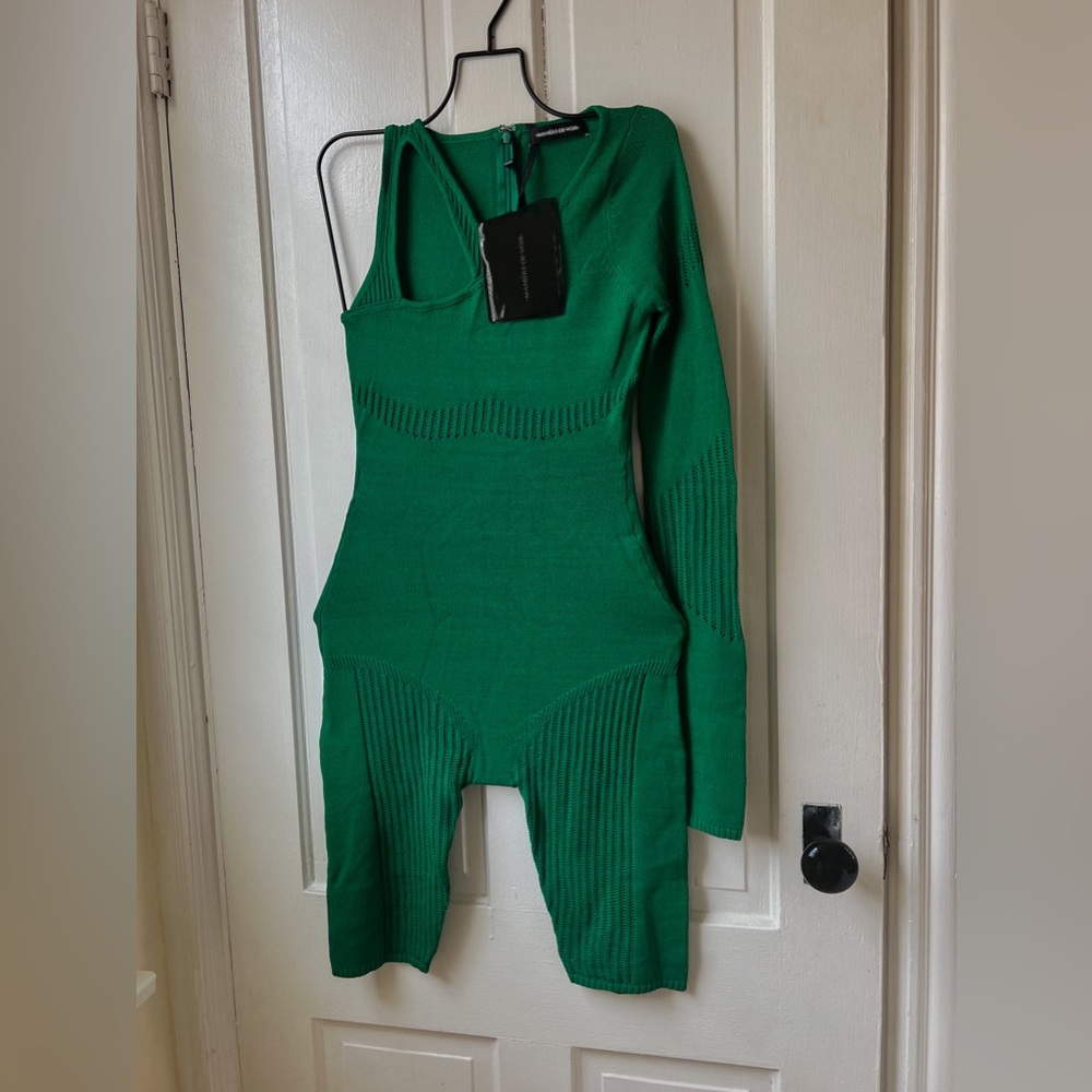 Maniere De Vior knit green jumpsuit. New with tags!